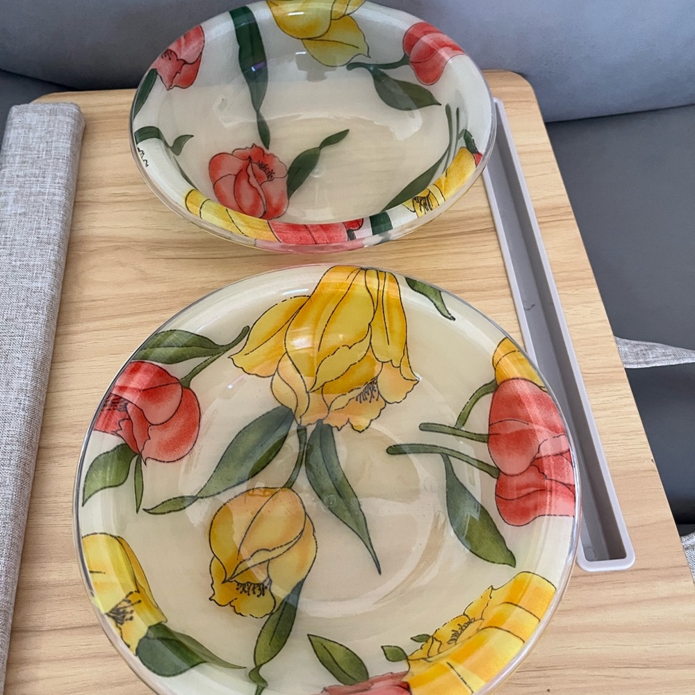 Floral light bowl pair - Picture 1 of 6
